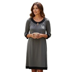 MAX AND CLEO L Gray Knit Shift Dress Black Trim R $148